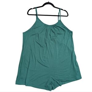 Teal Spaghetti Strap Shorts Romper with Pockets 2XL